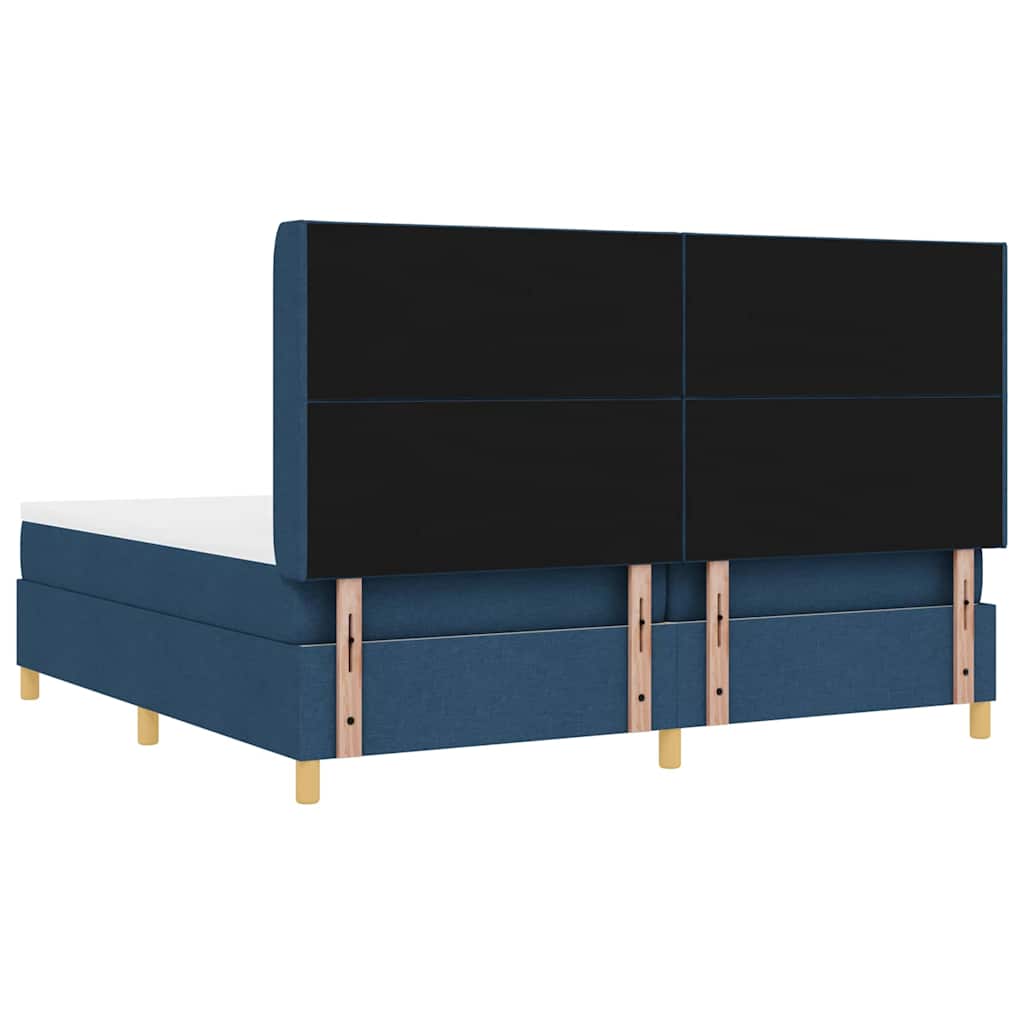 Letto a molle con testiera Blu 200 x 200 cm Tessuto | homemem39