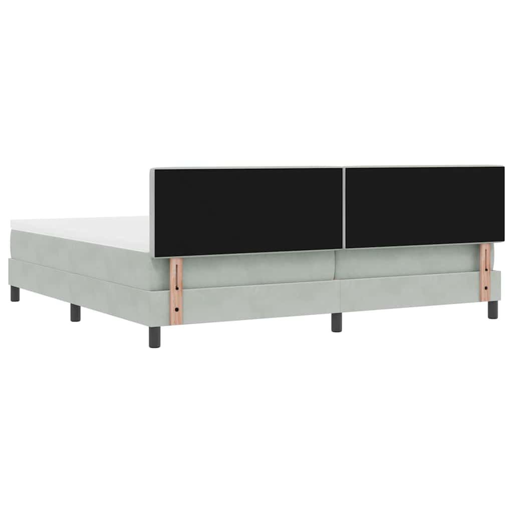 Letto a Sorgente LED Grigio chiaro 200 x 200 cm Velluto | homemem39