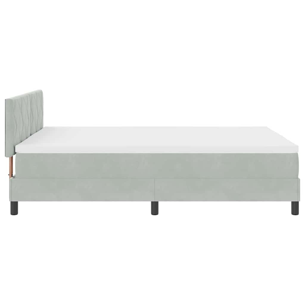 Letto a Sorgente LED Grigio chiaro 140 x 200 cm Velluto