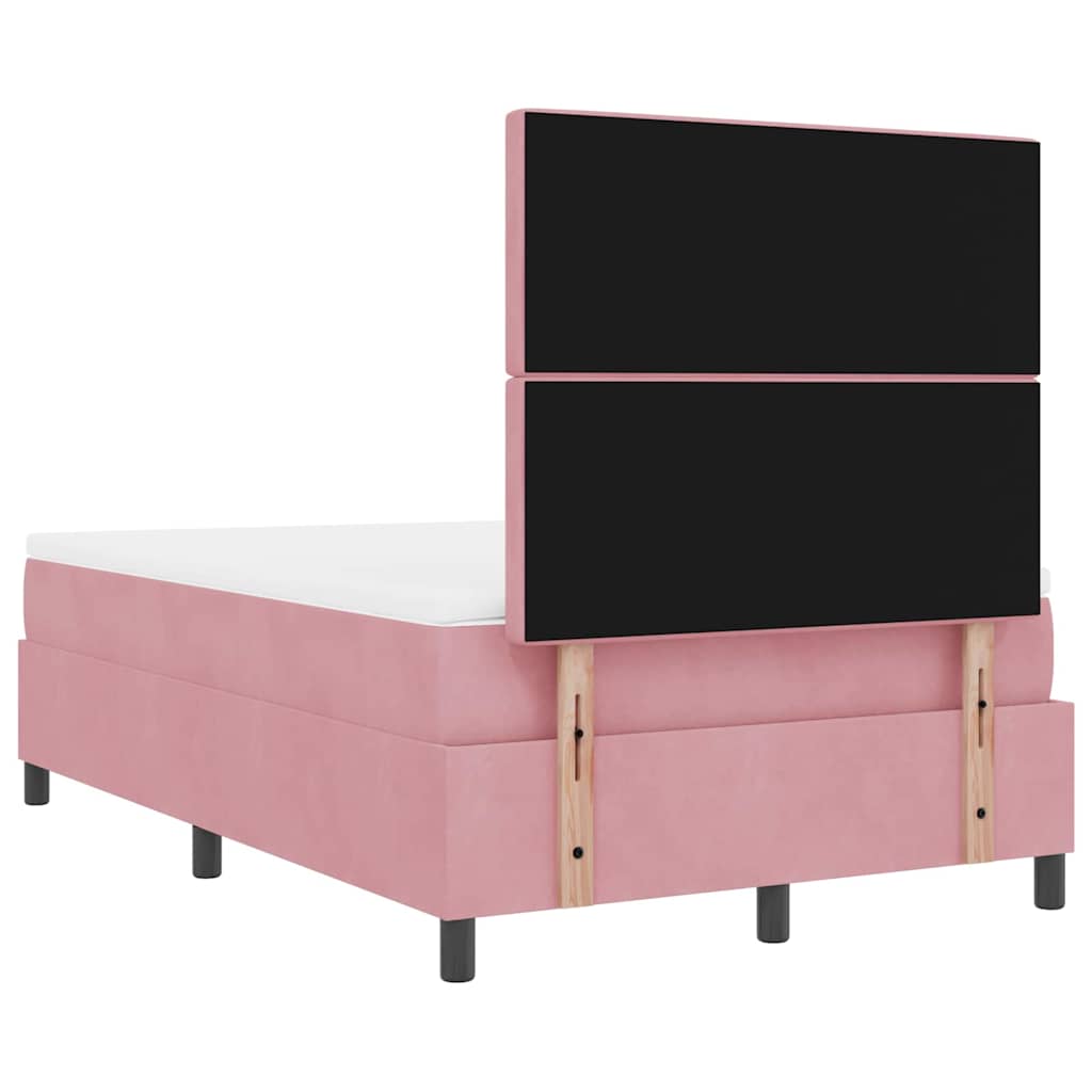 Letto a Sorgente LED con materasso Rosa 120 x 190 cm Velluto | homemem39