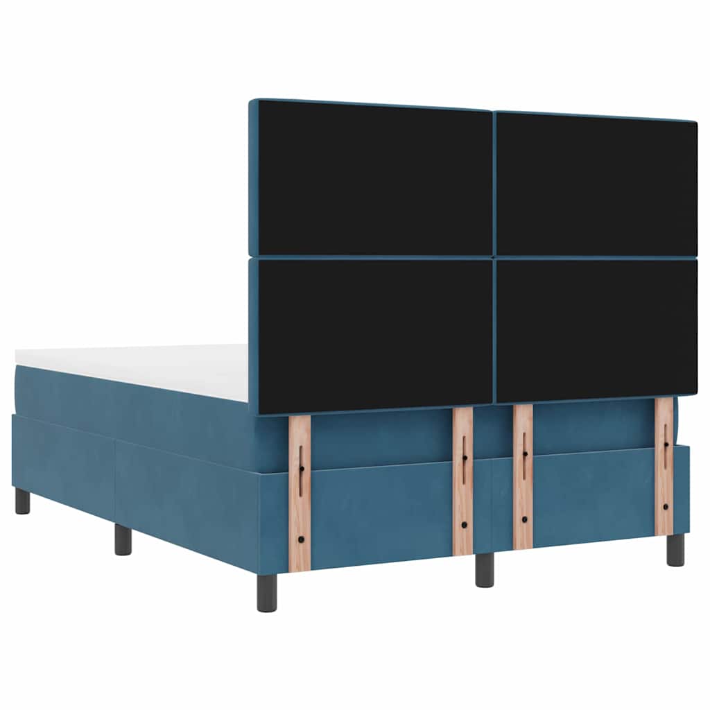 Letto a Sorgente LED Blu Scuro 160 x 200 cm Tessuto
