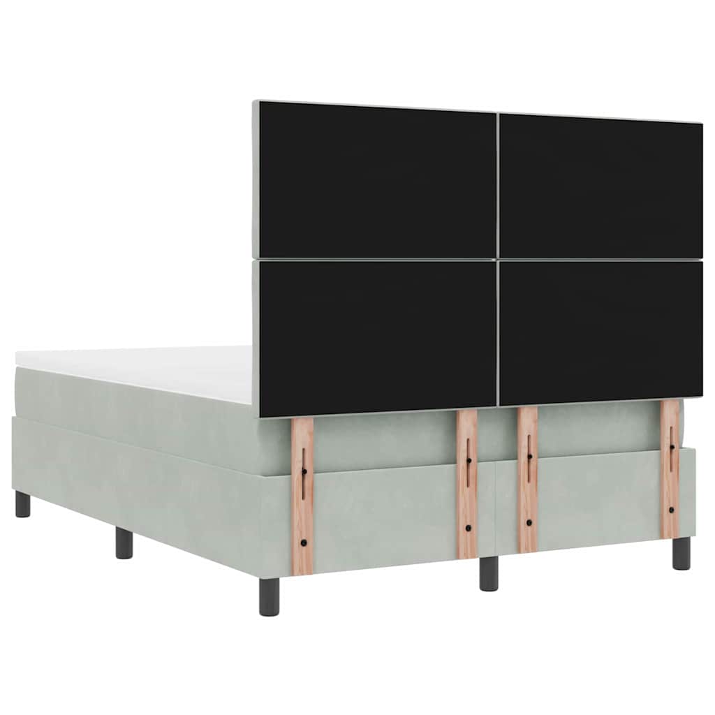 Letto a Sorgente LED Grigio chiaro 160 x 200 cm Velluto | homemem39