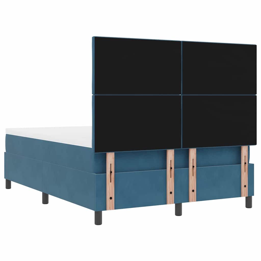 Letto a Sorgente LED Blu Scuro 160 x 200 cm Tessuto