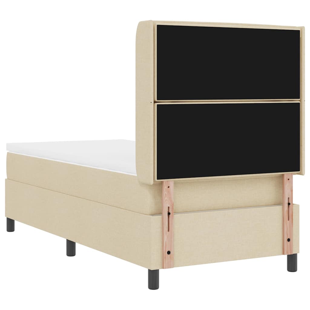 Letto a Sorgente LED con materasso Crema 80 x 200 cm Tessuto