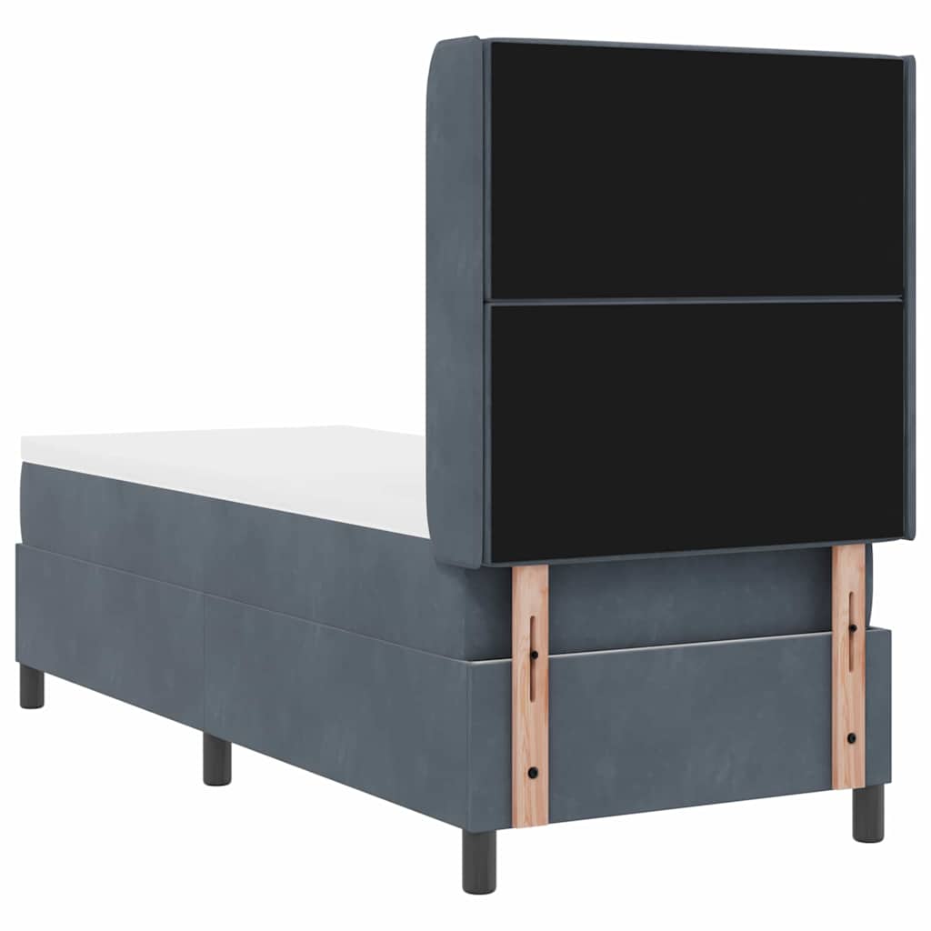 Letto a molle con materasso Grigio scuro 80 x 200 cm Velluto | homemem39