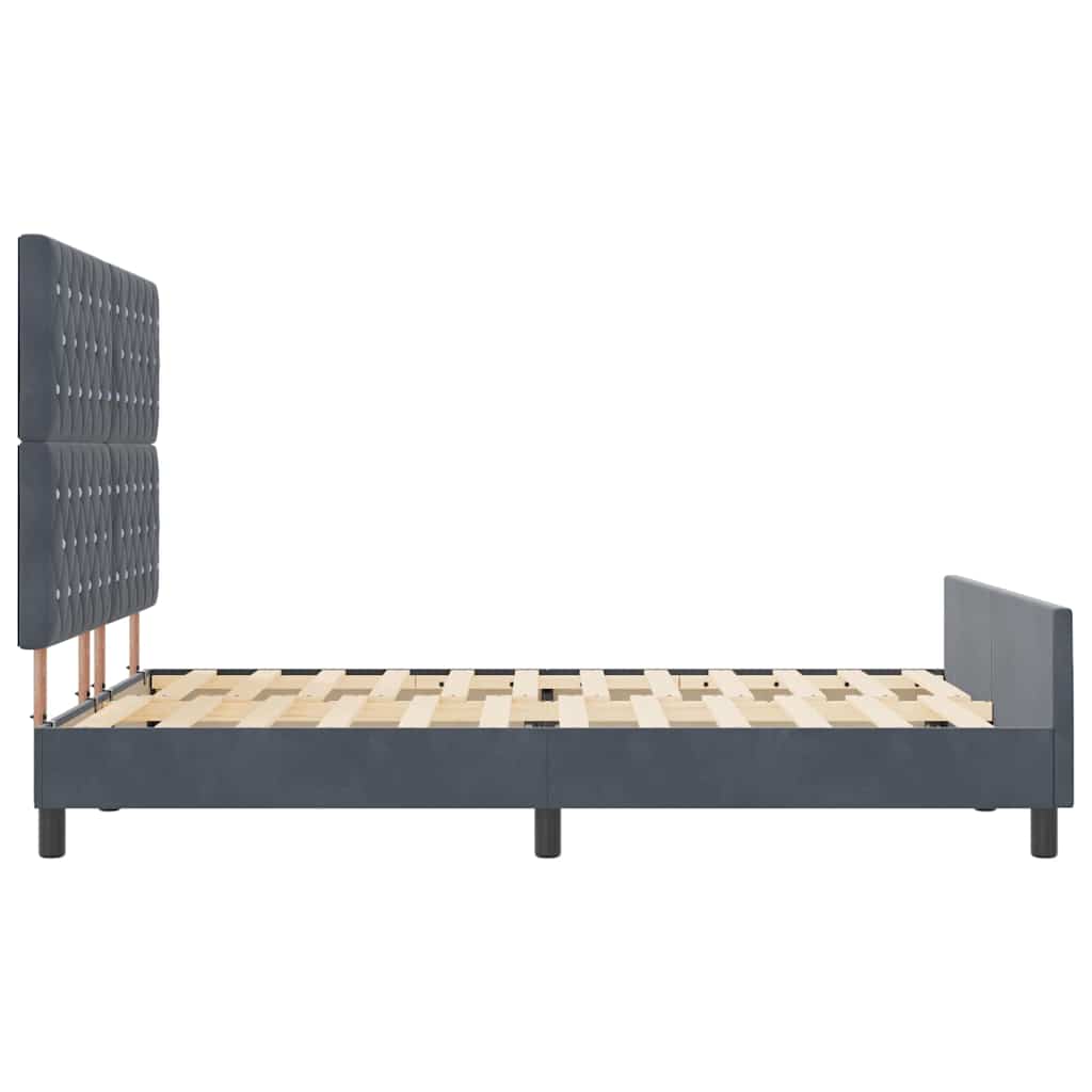 Letto a molle con testiera Grigio scuro 140 x 190 cm Velluto | homemem39