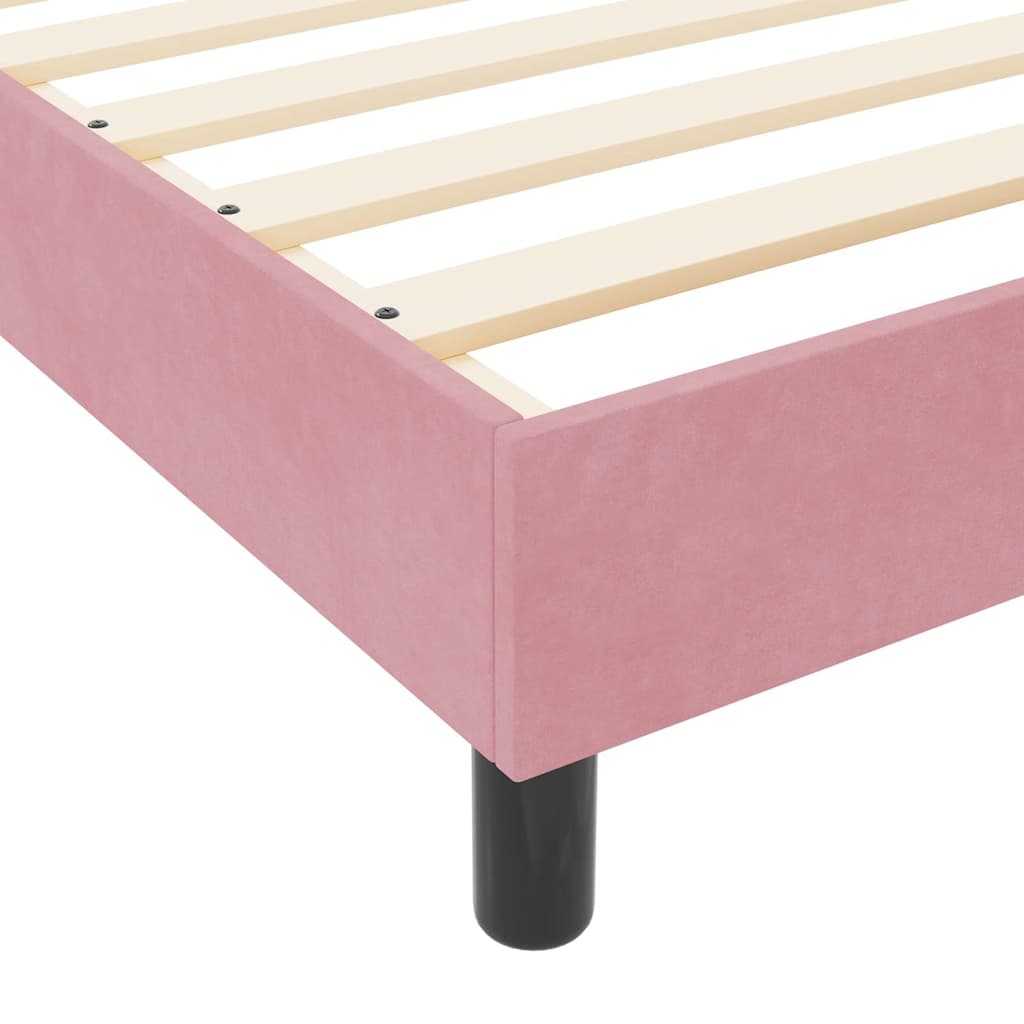 Letto a molle con testiera Rosa 140 x 190 cm Velluto | homemem39