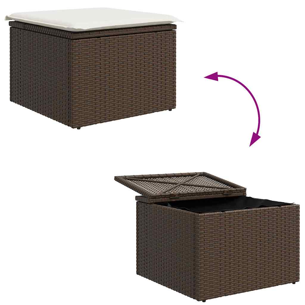 Set di divani con cuscino 4 pcs Marrone e Crema polyrattan