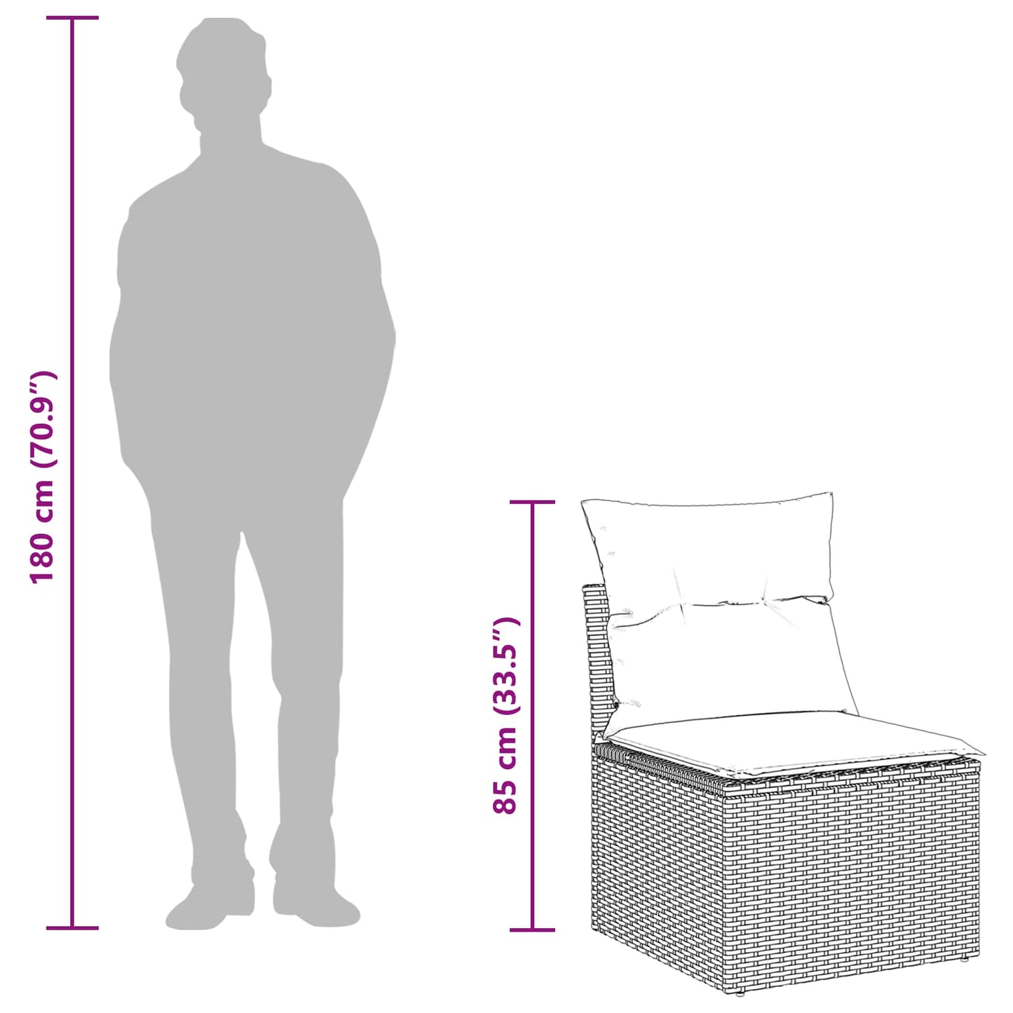 Set Divano da Giardino Grigio chiaro polyrattan