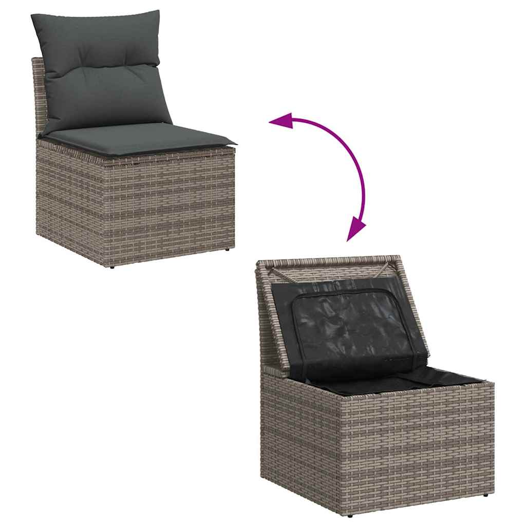 Set Divano da Giardino 6 pz 5-Numero di posti Grigio polyrattan | homemem39