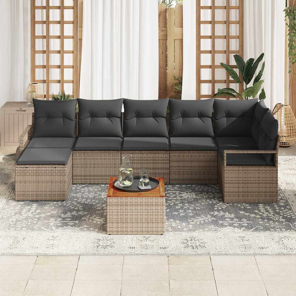 Set Divano da Giardino 8 pcs Grigio polyrattan | homemem39