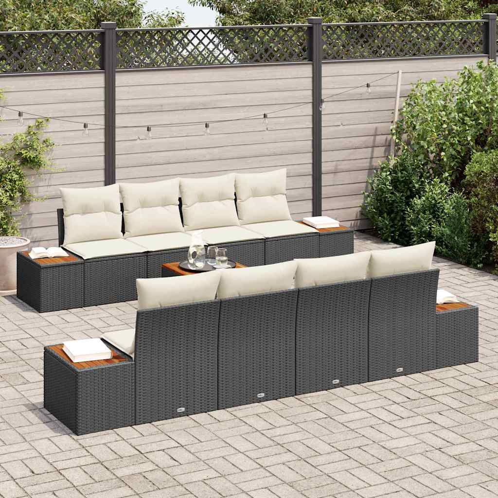 Set Divano da Giardino con archiviazione 9 pcs Nero Poly Rattan | homemem39