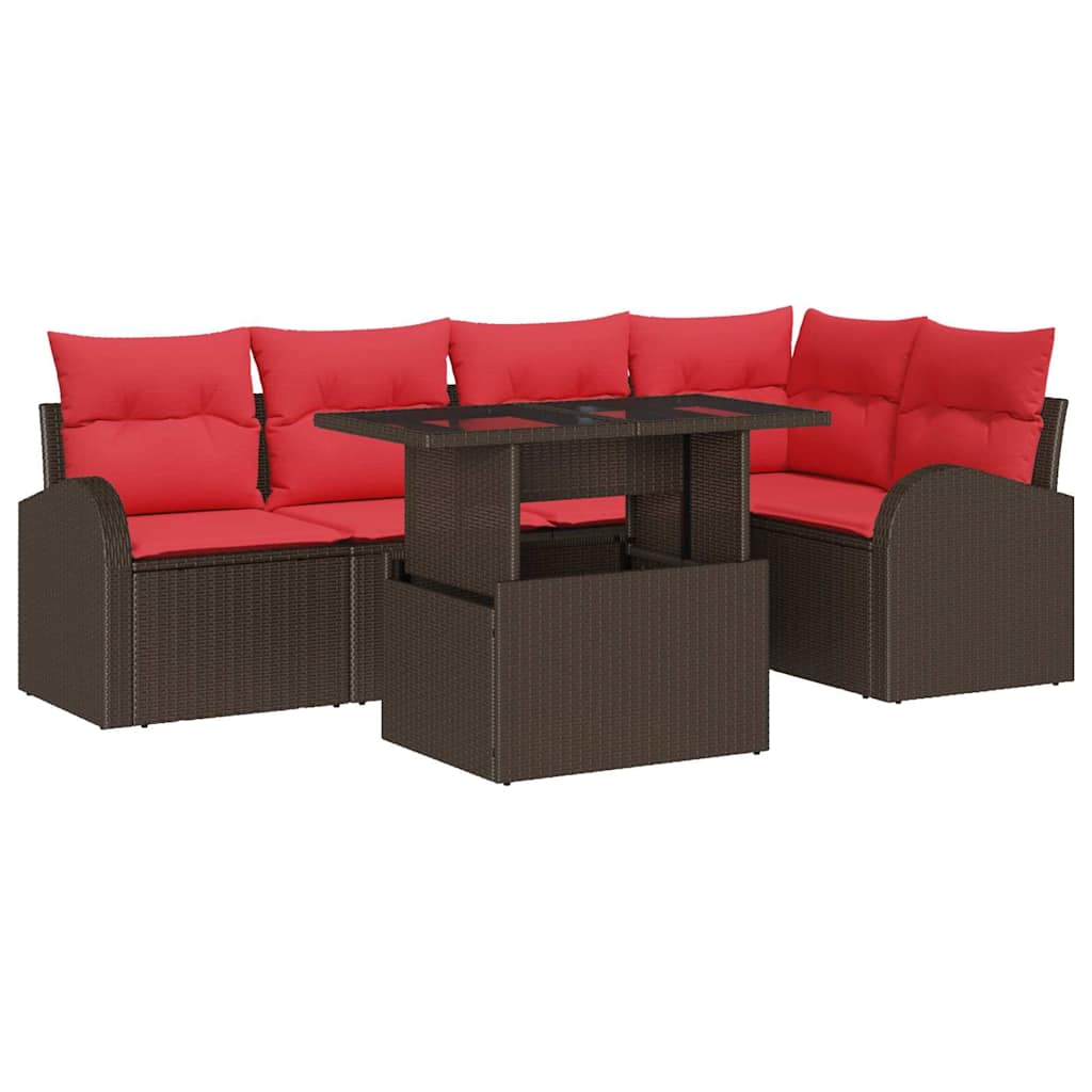 Set Divano da Giardino 6 pz 5-Numero di posti Marrone | homemem39