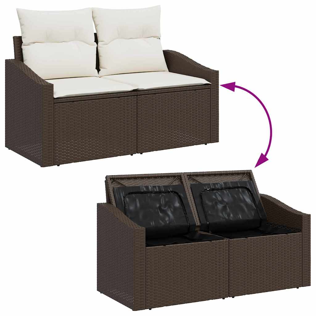 Set Divano da Giardino 9 pcs Marrone Poly Rattan - homemem39