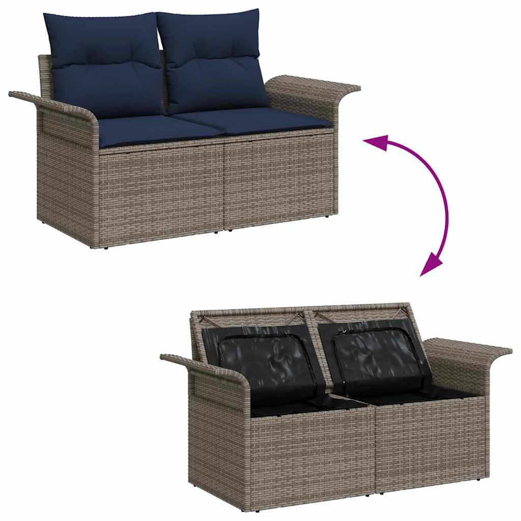 Set Divano da Giardino 9 pz Grigio Poly Rattan