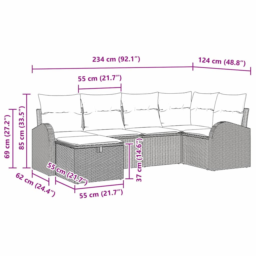 Set di divani 6 pz Nero polyrattan | homemem39