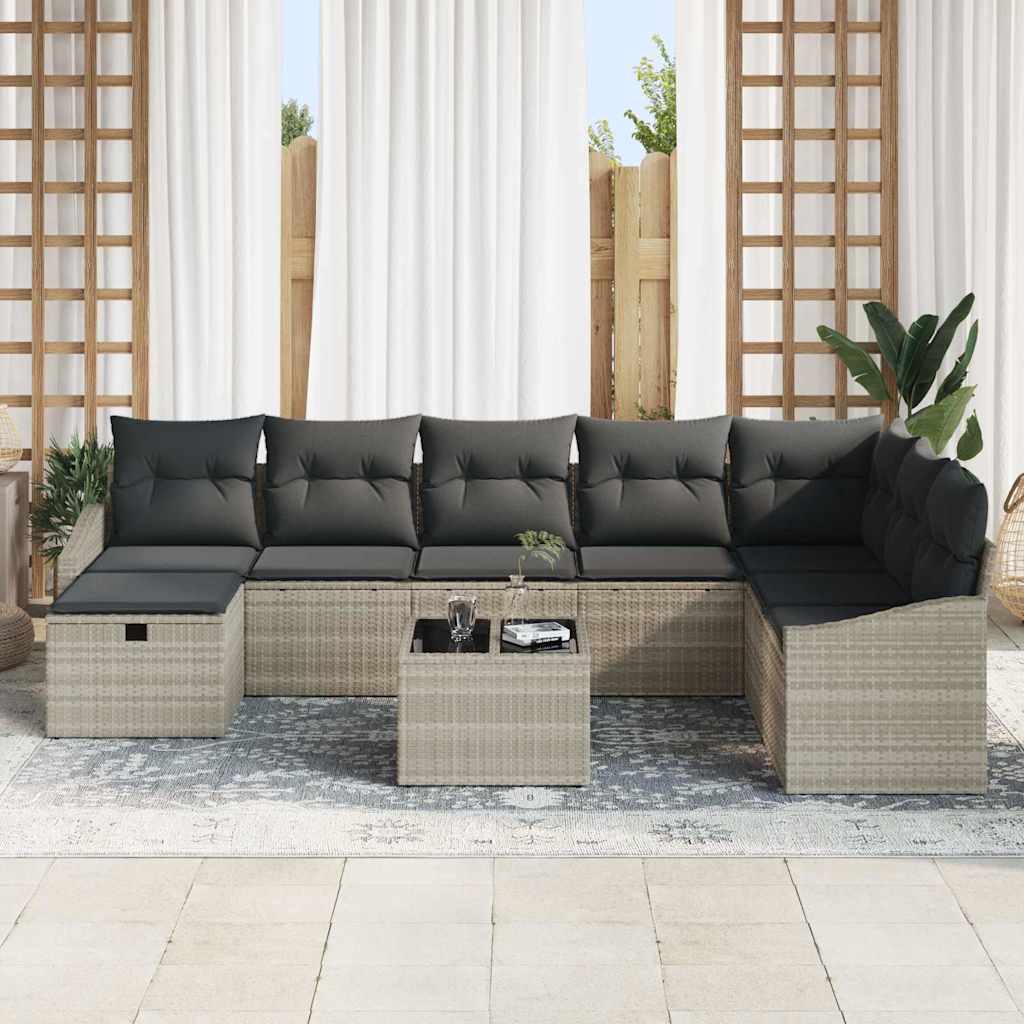 Set Divano da Giardino 9 pz polyrattan