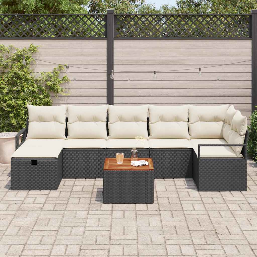 Set Divano da Giardino 8 pz Nero polyrattan | homemem39
