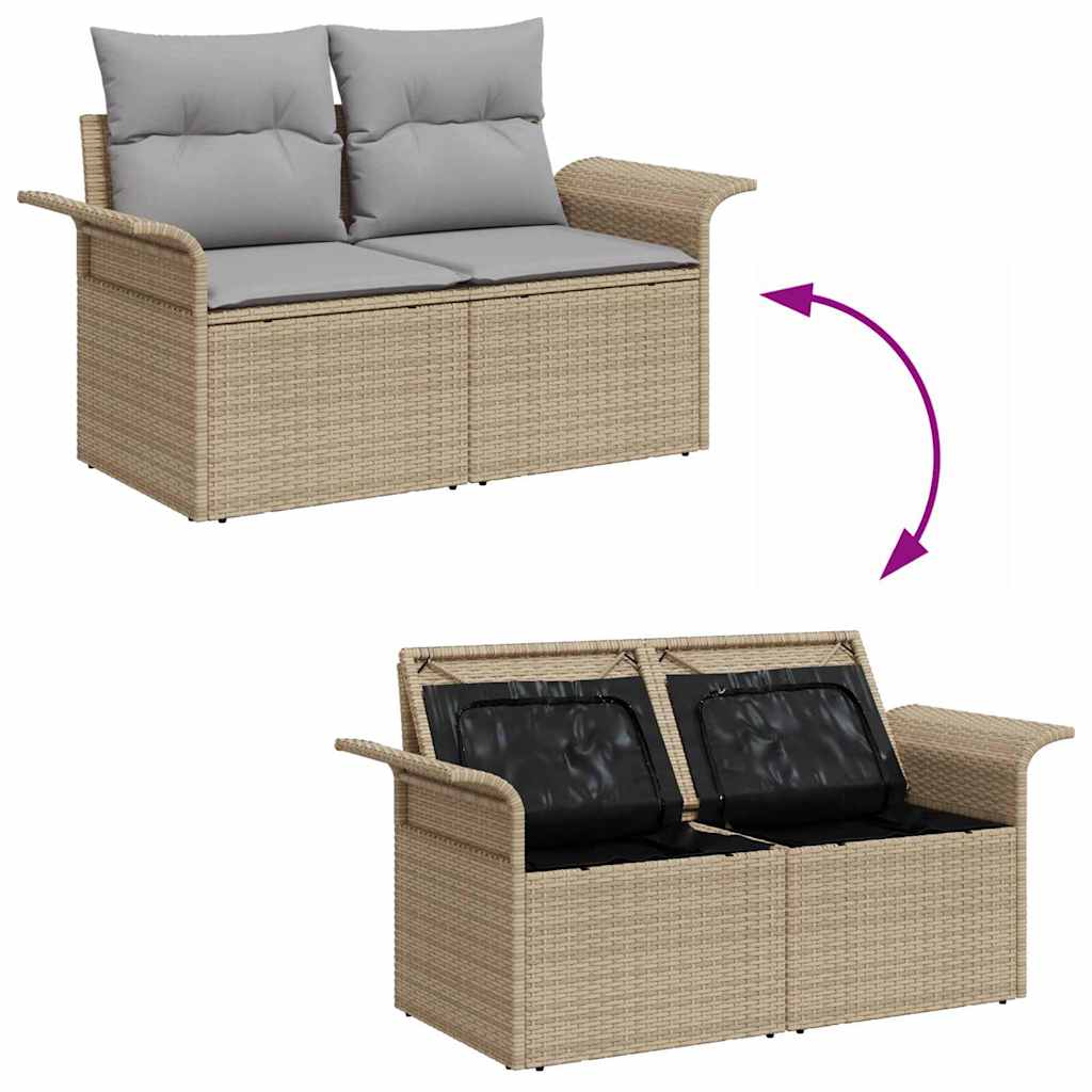 Set Divano da Giardino con cuscino 6 pcs Beige Poly Rattan - homemem39