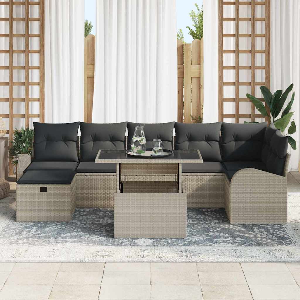 Set Divano da Giardino 8 pz Grigio chiaro polyrattan | homemem39