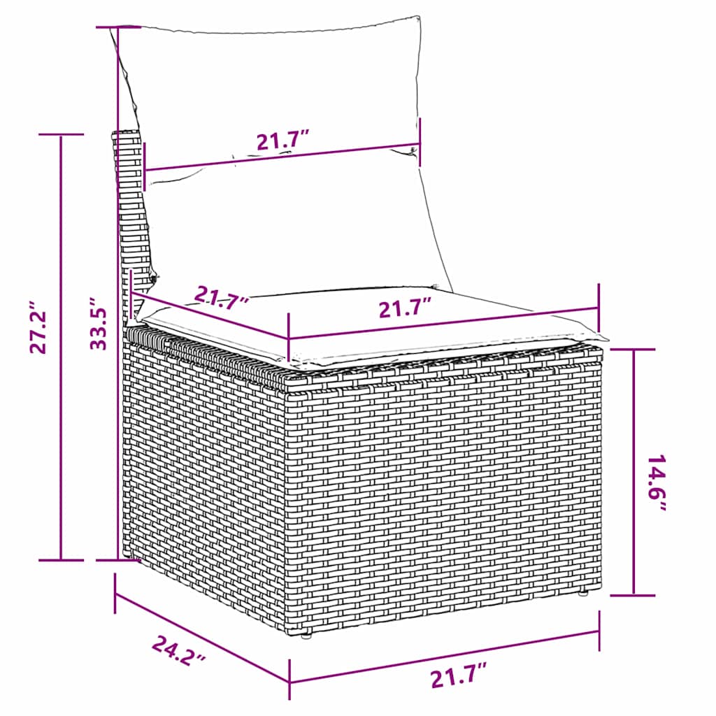 Set Divano da Giardino 11 pcs Nero polyrattan - homemem39