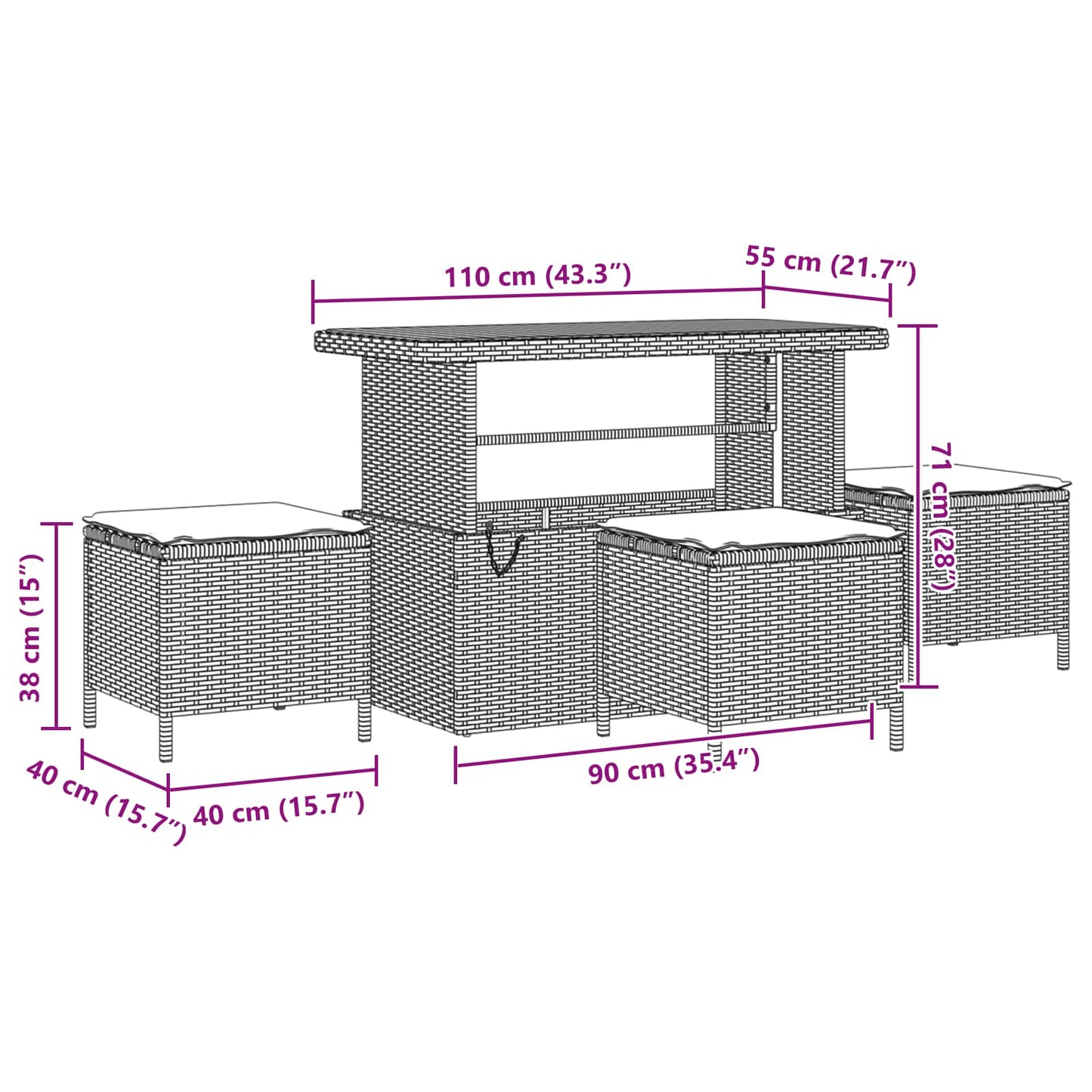 Set Divano da Giardino 13 pz Nero polyrattan | homemem39
