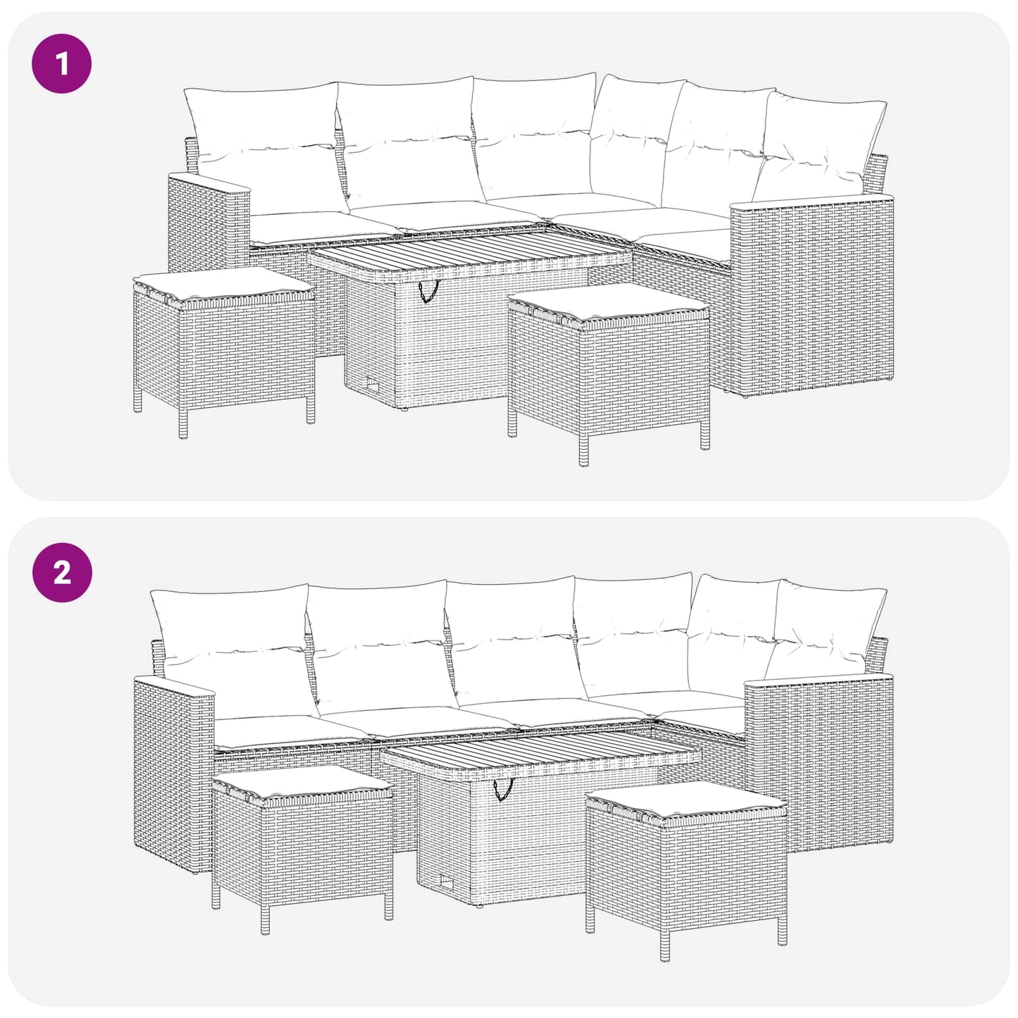 Set Divano da Giardino 8 pz Nero polyrattan | homemem39