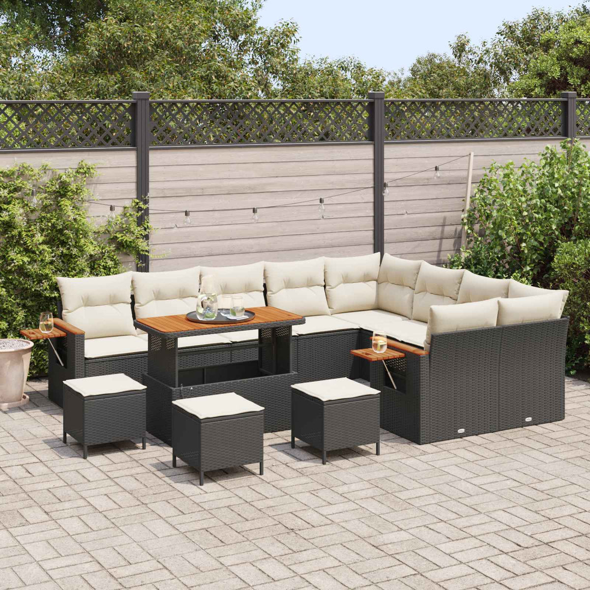Set Divano da Giardino 13 pcs Nero polyrattan | homemem39