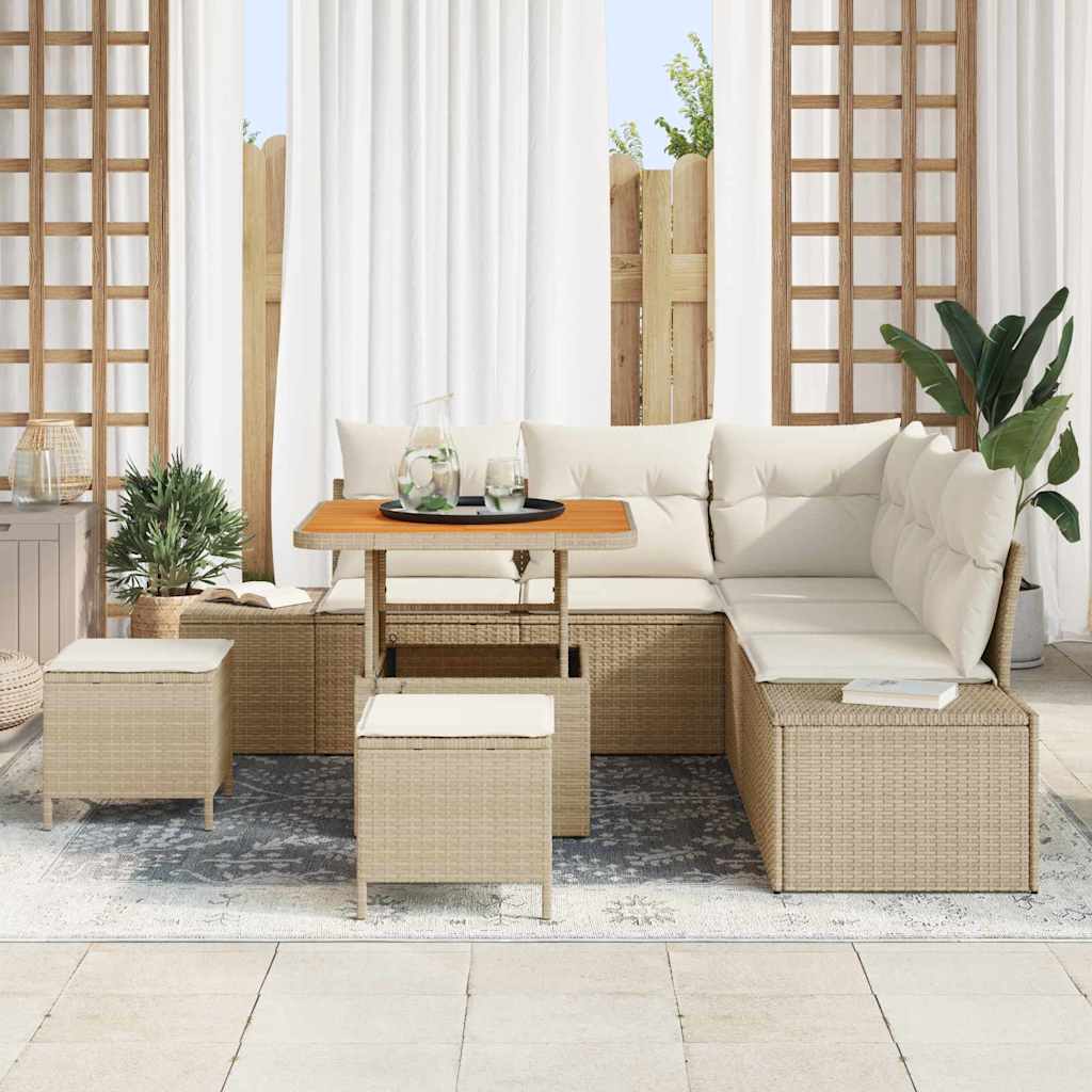 Set Divano da Giardino 8 pz Beige Poly Rattan | homemem39