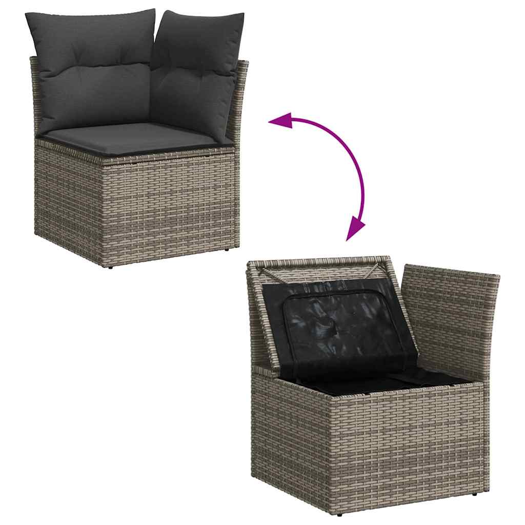 Set Divano da Giardino con cuscino 9 pcs Grigio Poly Rattan | homemem39