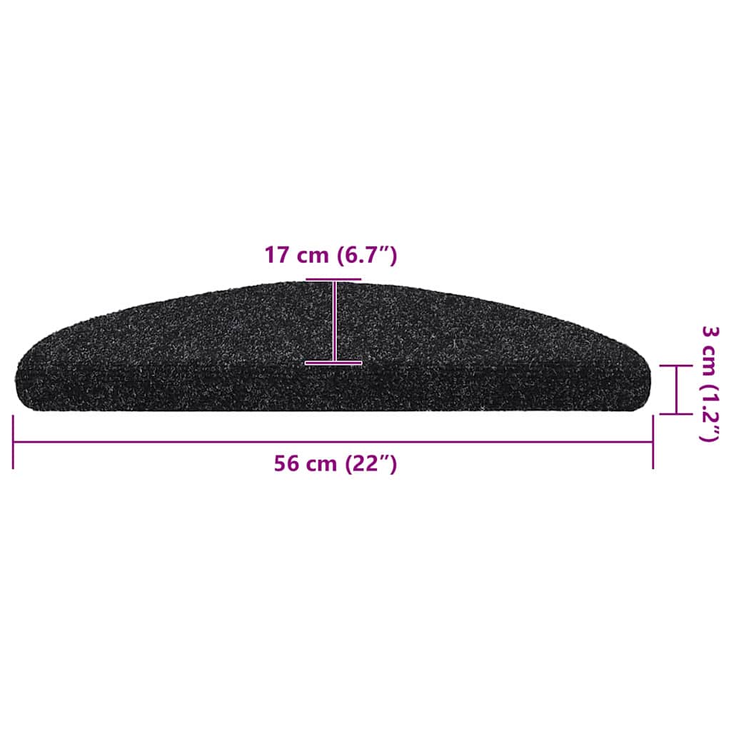 Tappetini per scale autoadesivi 30 pz 56x17x3 cm neri semicircolari | homemem39