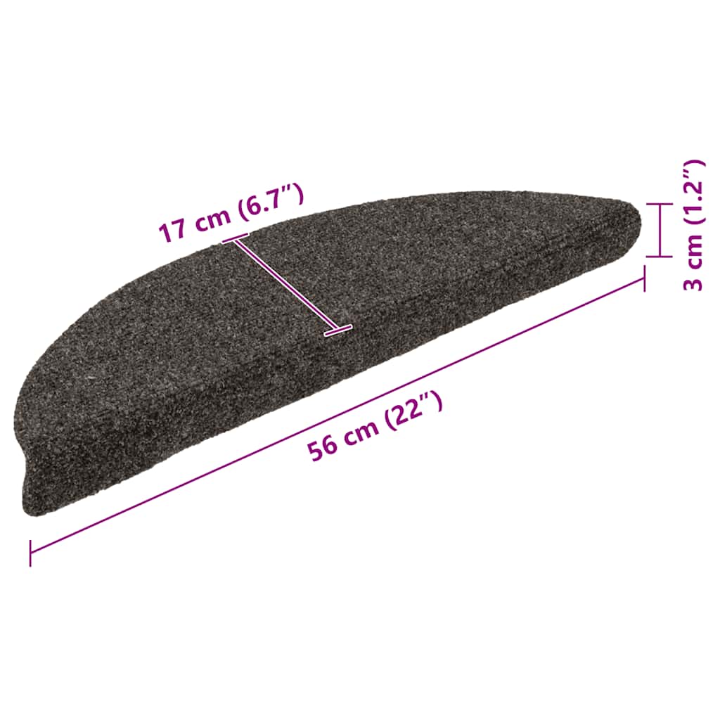 Tappetini per scale autoadesivi 30 pz 56x17x3 cm antracite semicircolari | homemem39