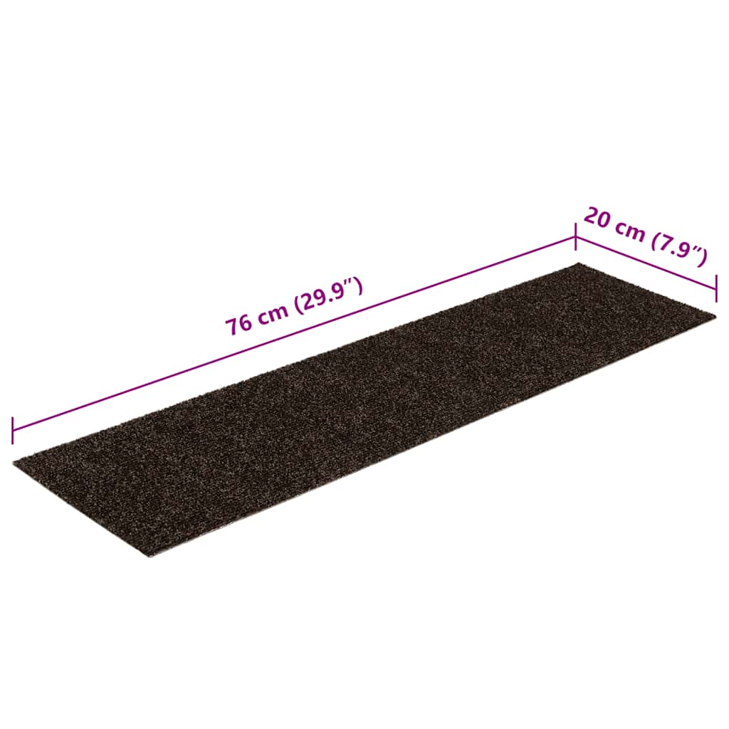 Tappetini per scale autoadesivi 30 pz 76x20 cm marrone scuro rettangolari | homemem39