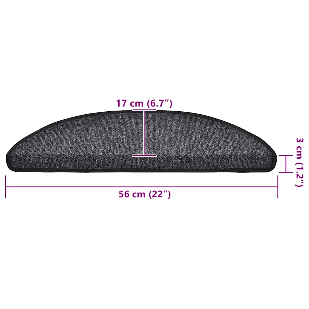 Tappetini per scale 30 pz 56x17x3 cm Antracite Semicircolari | homemem39