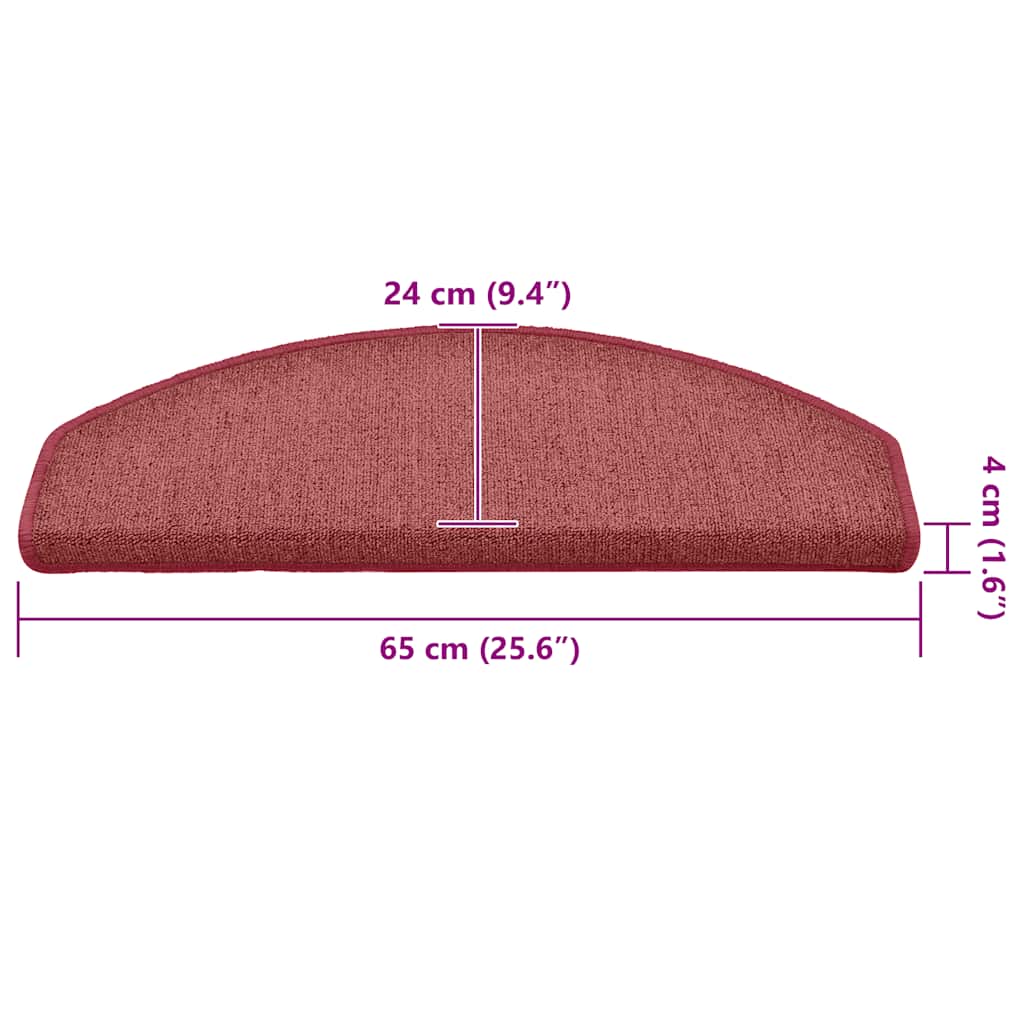 Tappetini per scale 30 pz 65x24x4 cm Bordeaux Semicircolari Grandi | homemem39