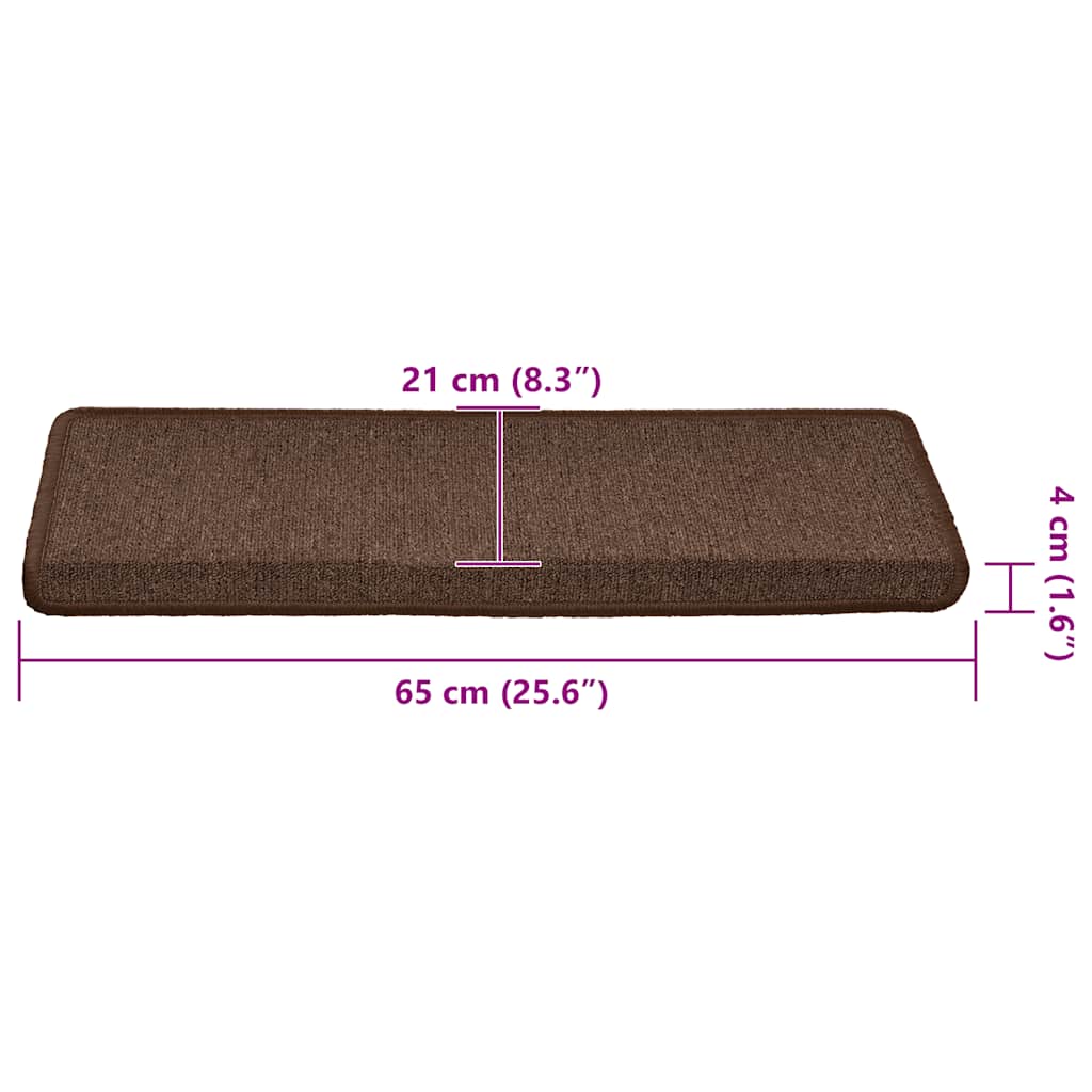 Tappetini per scale 30 pz 65x21x4 cm Marrone caffè Bordo rettangolare | homemem39