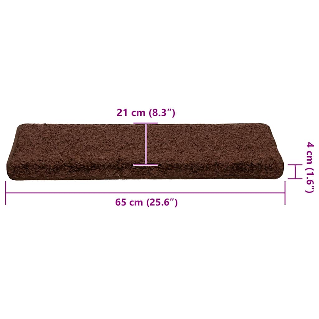 Tappetini per scale 30 pz 65x21x4 cm Marrone Bordo rettangolare | homemem39
