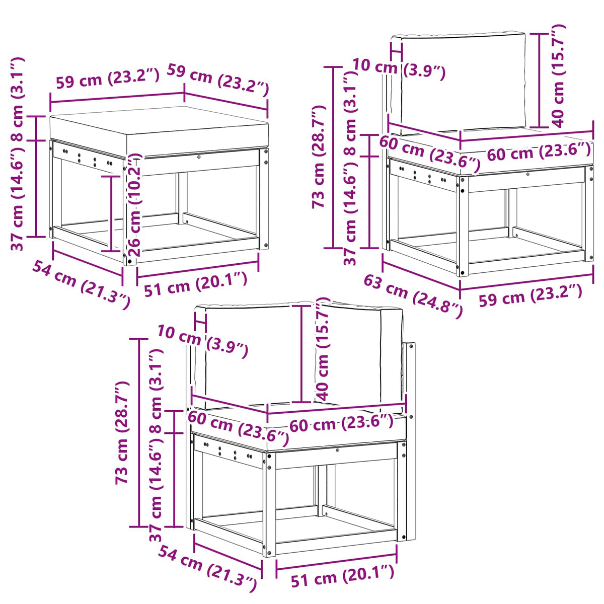 Set di divani da esterno 8 pz Grigio Naturale e Chiaro