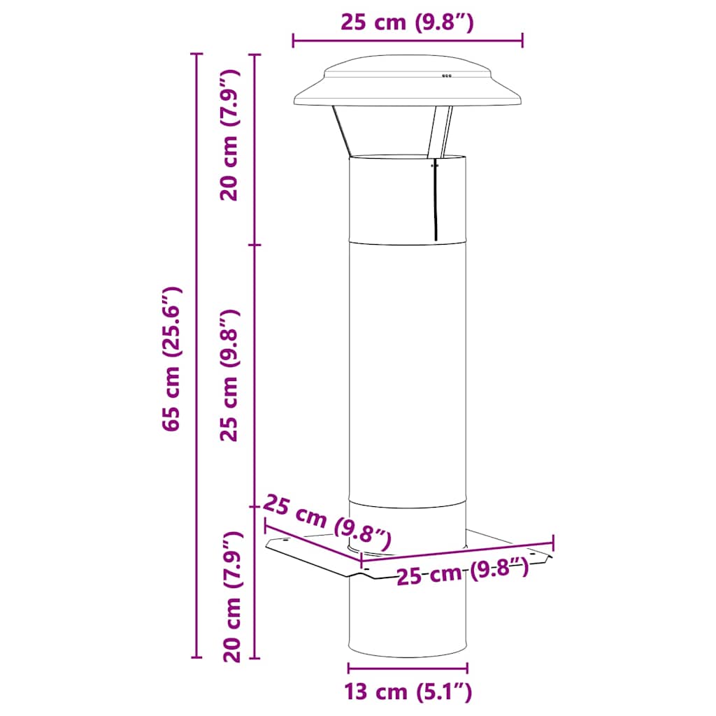 Estensione Camino Argento 25 x 25 x 65 cm Acciaio inossidabile