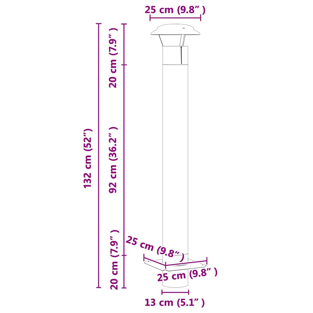 Estensione Camino Argento 25 x 25 x 132 cm Acciaio inossidabile | homemem39