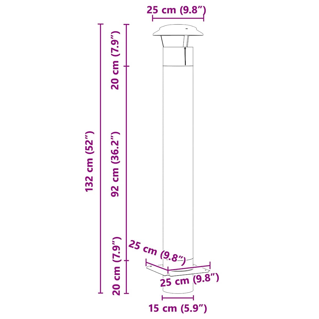 Estensione Camino Argento 25 x 25 x 132 cm Acciaio inox | homemem39