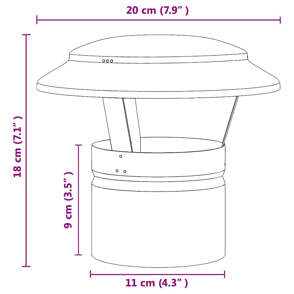 Copertura per Camino Argento 20 x 20 x 18 cm Acciaio Inox | homemem39
