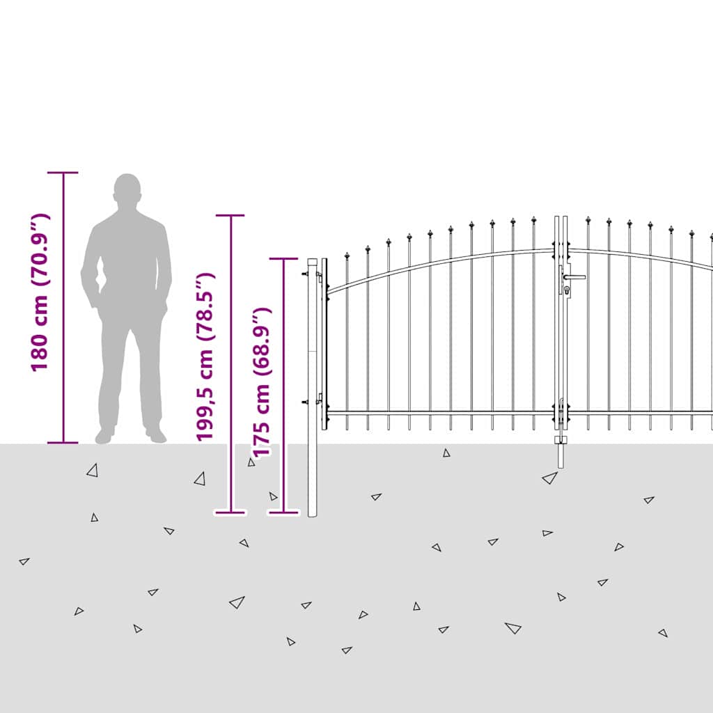 Cancello Doppio con blocco Grigio 299,5 x 199,5 cm Acciaio
