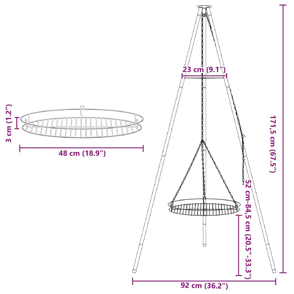 Treppiede da Campeggio 2 pcs Nero Acciaio