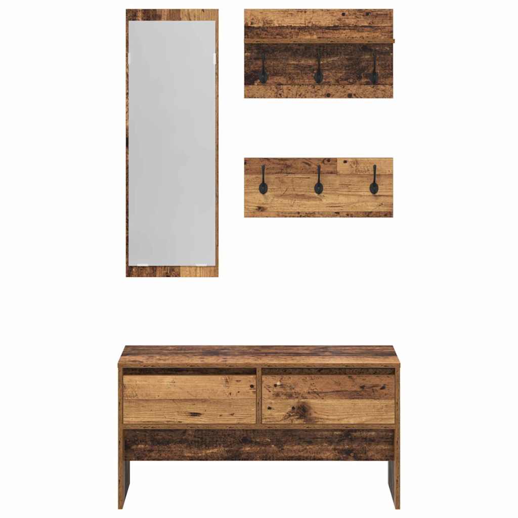 Set mobili da ingresso 4 pcs Legno vecchio Legno multistrato | homemem39