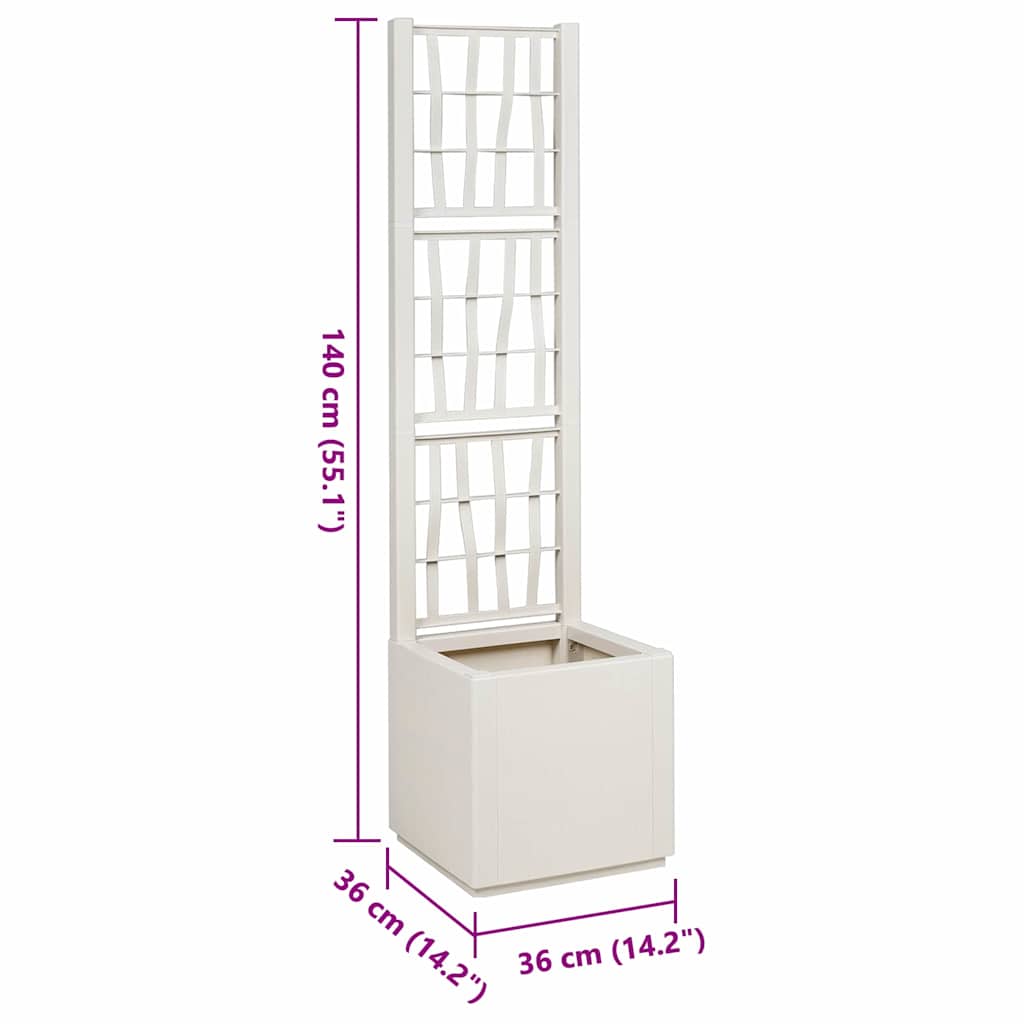 Vaso da Giardino con Trellis Bianco 36 x 36 x 140 cm PP | homemem39