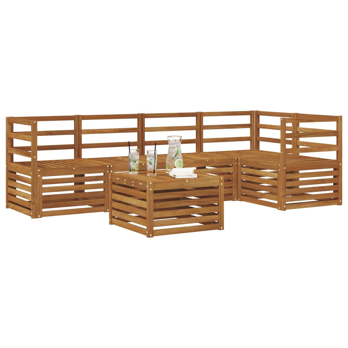 Set di divani da esterno 6 pz Naturale Poliestere - homemem39