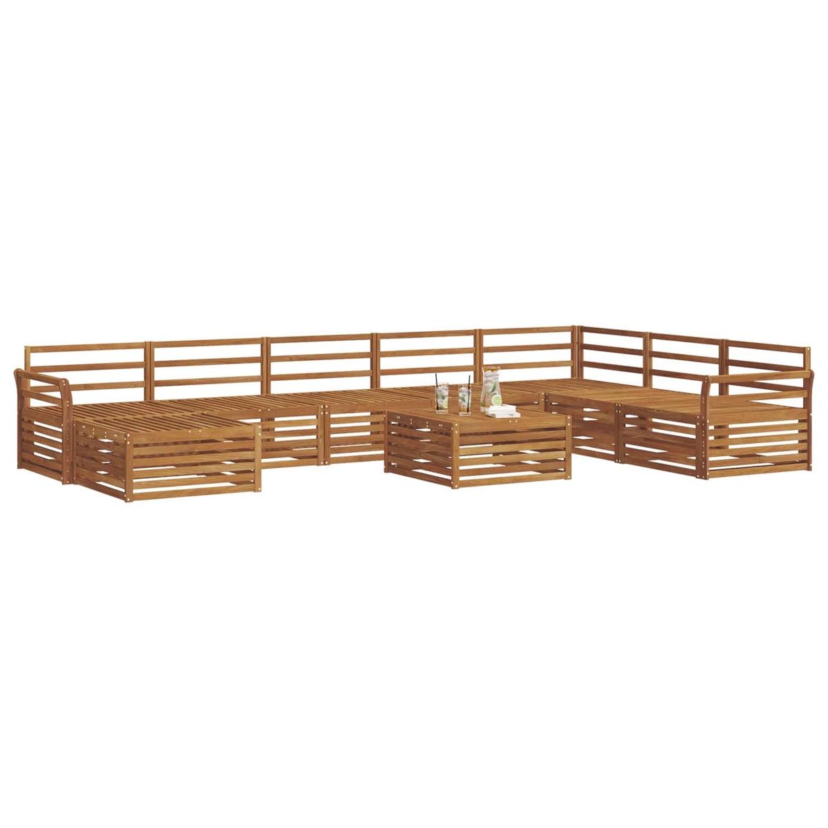 Set di divani da esterno 9 pz Naturale Legno di Acacia Massello - homemem39