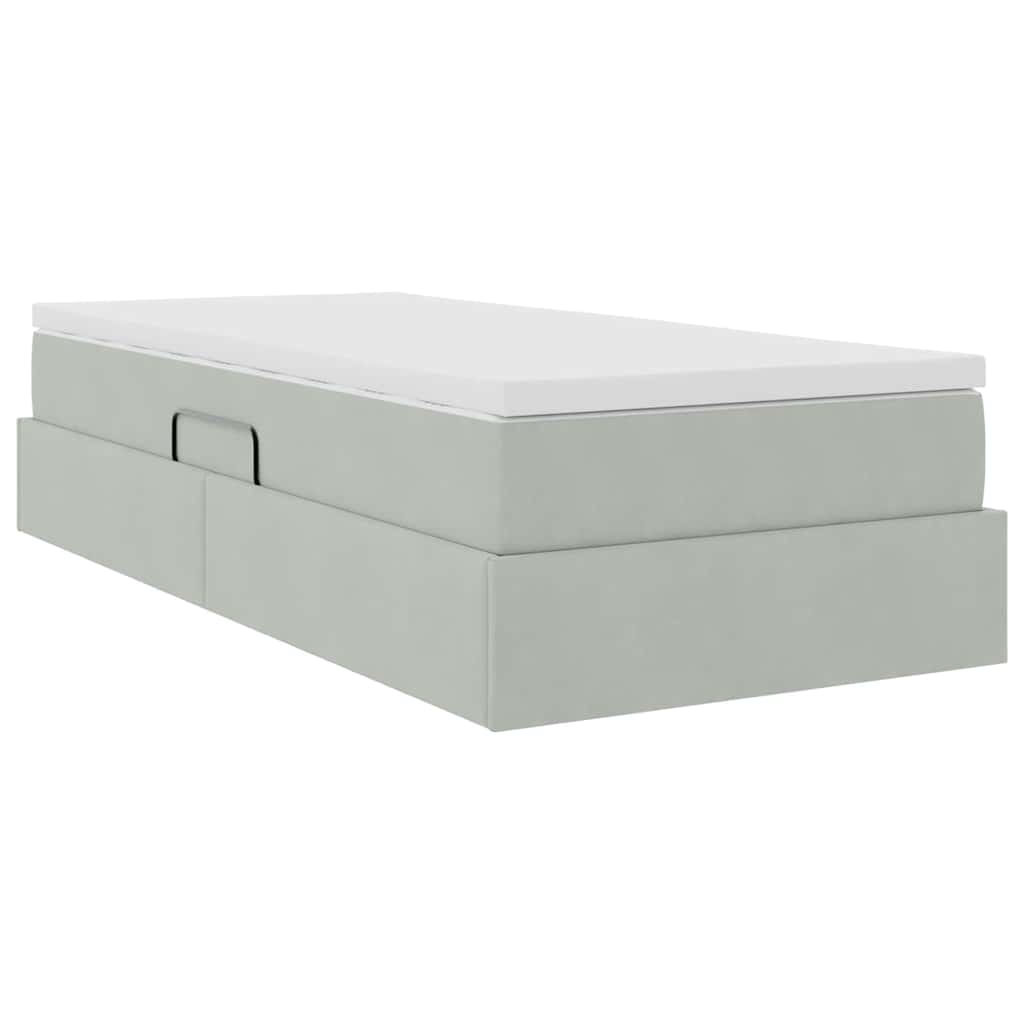 Letto con contenitore e materasso Grigio chiaro 100 x 200 cm | homemem39