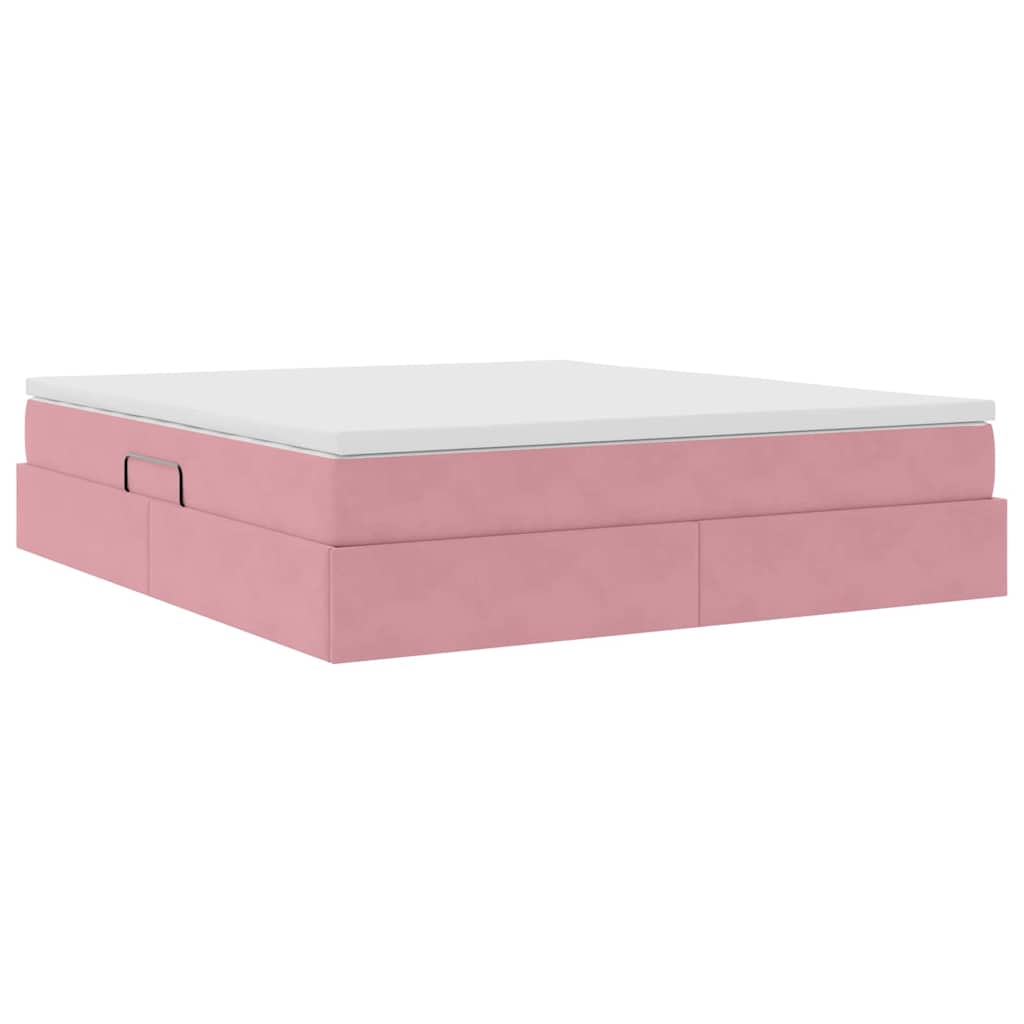 Letto con contenitore e materasso Rosa 160 x 200 cm Velluto | homemem39